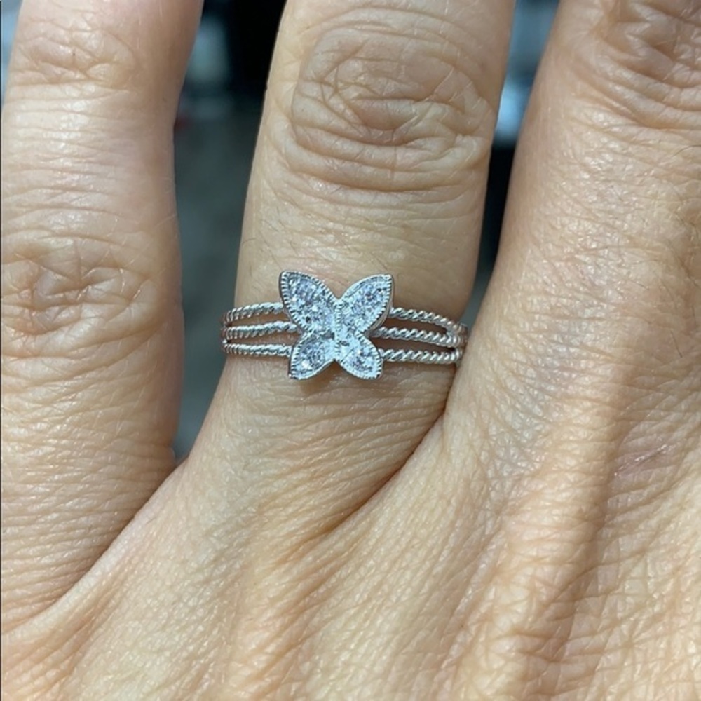 Sterling silver Butterfly CZ Ring Band 3 4 5 6 7 8